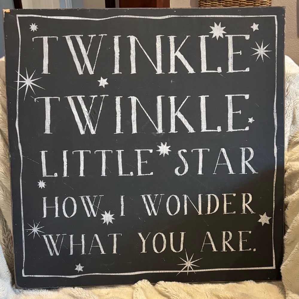Twinkle Twinkle Little Star Wall Art Sign - Black & White